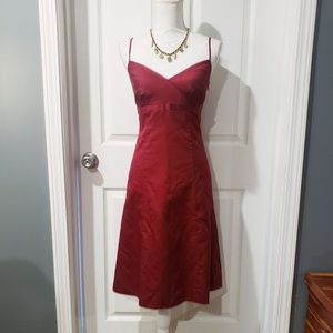 ANN TAYLOR Deep Red Spaghetti Strap A-Line Dress